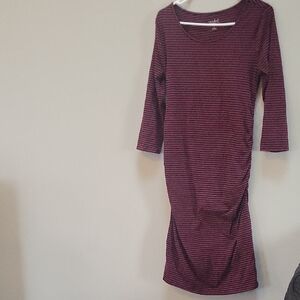 Isabel Maternity by Ingrid & Isabel Burgundy and Black Striped Maternity Dress